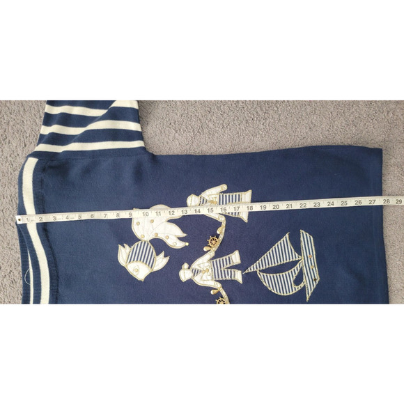 Amelia Austin Women's SZ Small VTG Sailor Fish Sea Navy Embroidered Knit Sweater - Picture 9 of 10
